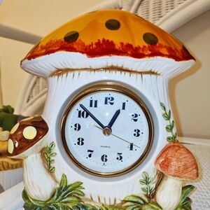 Vintage 1970's SEARS ROBUCK & CO Merry Mushroom Ceramic Wall Clock